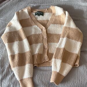 American Eagle Outfitters Tan and Cream Cardigan